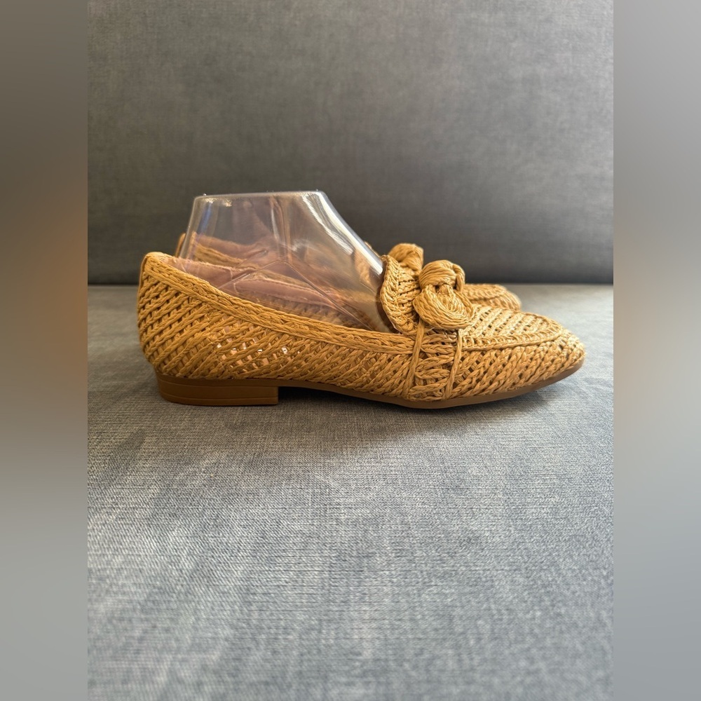 Charles David Woven Raffia Knot Loafers in Tan
